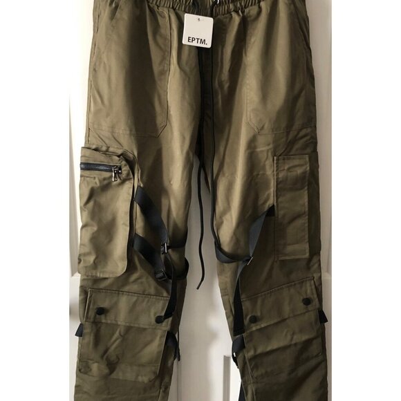 EPTM Men's Cargo Pants Olive Green Straps & Pockets Size Small 30W - Picture 3 of 13